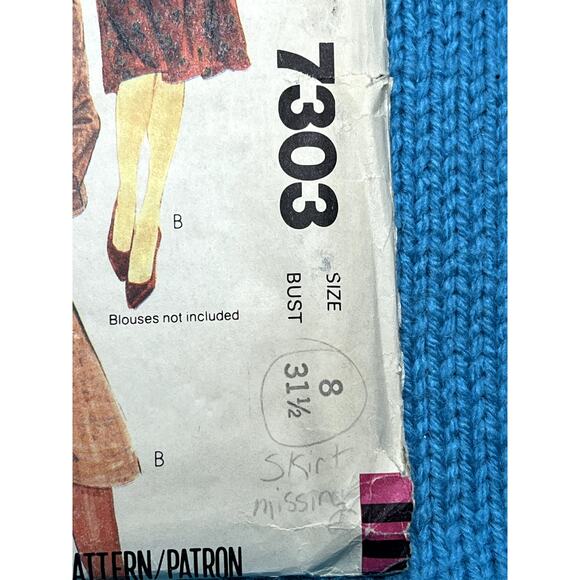 McCalls 7303 Sewing pattern suit blazer pant 1980s size 8 - Picture 2 of 7